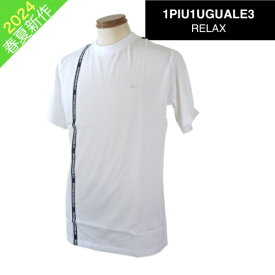 1PIU1UGUALE3 RELAX ウノピゥウノウグァーレトレ リラックス ラインロゴ半袖Tシャツ M・L・XL・XXLサイズ 006-白系