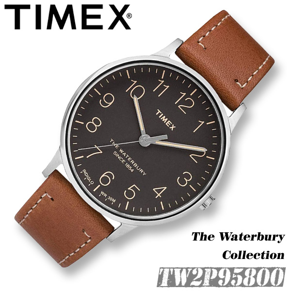 アンティーク調のレトロ顔デザイン 時刻合わせ点検後に出荷 Timex タイメックス Tw2p Waterbury Classic 40mm径 ウォーターベリークラシック メンズ クォーツ 腕時計 レザーベルト 並行輸入 新品 送料無料 沖縄は一部ご負担