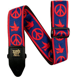 ErnieBall(�A�[�j�[�{�[��) / Jacquard Guitar Strap / Red and Blue Peace Love Dove / �M�^�[�X�g���b�v �y�A���i�z�ċx�X�y�V����