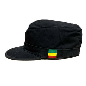 Rasta Military Cap - Unisex / RIDDIM DRIVEN(���f�B���h������)�r���e�[�W�E�~���^���[�X�^�C���L���b�v�E�_���[�W���H �u���b�N �i62cm 2XL�T�C�Y�j�h�V�̓� �Z�[��