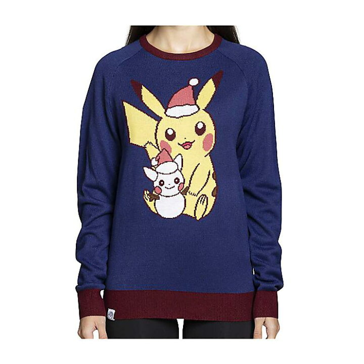 楽天市場】Pikachu Holiday Friend Navy Knit Sweater - Adult 