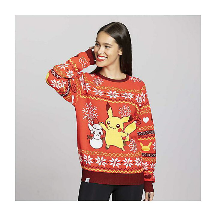 楽天市場】Pikachu Holiday Friend Red Knit Sweater - Adult 