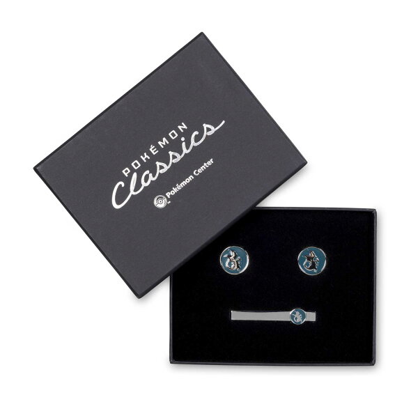 リザードン 青緑 カフリンクス(カフス)＆タイバー(タイピン)セット 服飾小物 Pokemon Classics Charizard Teal Cuff Links & Tie Bar Set / Pokemon Center(ポケモンセンター)新生活応援