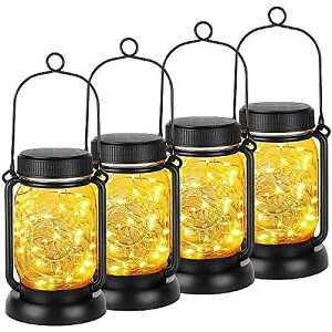 4 Pack Solar Hanging Mason Jar Lights�ċx�X�y�V����