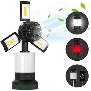 Camping Lantern with Fan, Rechargeable, 4400mAh, LED, 500lm, Multifunctional for Emergency, Power Outage, Hurricane�ċx�X�y�V����