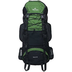 TETON Sports Scout Internal Frame Backpack(テトンスポーツスカウト) ハイキング、キャンプ、バックパッキングに最適; 雨カバー付属、エバーグリーン、45Lハロウィーンセール/ハロウィングッズ