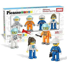 Picasso Toys(ピカソトイズ) マグネット付きキャラクターアクションフィギュア 4体セット アストロノート 建築ブロックタイル 幼児おもちゃ 3歳以上 対象 STEM学習セット PTA17ハロウィーンセール/ハロウィングッズ