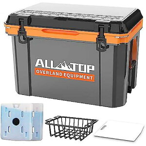 ALL-TOP 55 Quart Car Rotational Molded Insulated Ice Chest Box for Camping, Fishing, Beverage, Picnic, Barbecue, Boat, Drink - �|�[�^�u���n�[�h�N�[���[ with ���t���[�Y�A�C�X�p�b�N & �`���b�s���O�{�[�h�ċx�X�y�V����