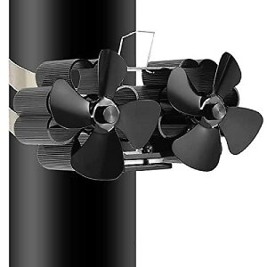 TEENGSE 8 Blade Wood Stove Fan, Flue Pipe Hanging Fireplace Fan - Silent Heat Distribution, Black�ċx�X�y�V����
