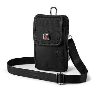 Ranboo Nylon Cell Phone Holster Belt Clip Wallet Case iPhone 15 Pro Max 14 Plus 13 XS 8+ 6s Plus ナイロン製 セルフオンシステム 手帳型ケース クロスボディバッグ アームポーチ ウエストポーチ(ブラック)夏休ス
