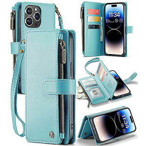 CaseMe(�P�[�X�~�[) iPhone 14 Pro Max(�A�C�t�H�[��14�v���}�b�N�X) ���U�[�E�H���b�g�P�[�X Women���� �J�[�h�z���_�[�t�� �W�b�p�[�t���}�O�l�b�g�L�b�N�X�^���h�X�g���b�v Tiffany Blue (�`�t�@�j�[