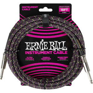 ERNIE BALL(�A�[�j�[�{�[��) / P06431 Braided Instrument Cable Straight/Straight 18ft - Purple Python / �҂ݏグ�P�[�u���ċx�X�y�V����