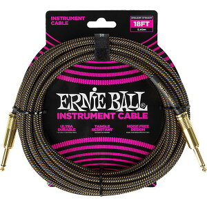 ERNIE BALL(�A�[�j�[�{�[��) / P06432 Braided Instrument Cable Straight/Straight 18ft - Pay Dirt / �҂ݏグ�P�[�u���ċx�X�y�V����