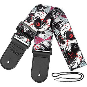 Skull Guitar Strap Leather Ends M^[V_[XgbviXJj jp̍ō̃M^XgMtg x[XAGNgbNAAR[XeBbNM^[pċx݃Z[