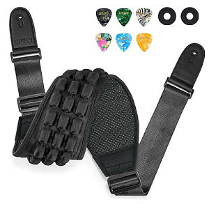 LEKATO エアクッションセル ベースギターストラップ(エレクトリックギター&ベース用) 3.5インチ幅 3Dエアセル ベースストラップ パデッドギターストラップ 48インチから57インチまで調節可能
