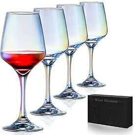 Red Wine Glasses(レッドワイングラス) アイリディセント ステムウェア クリスタルワイングラス レインボーワイングラス 4個セットクリスマス セール