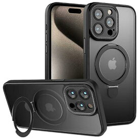 MYBAT PRO Shade Series iPhone 15 Pro Max ケース (対応MagSafe磁石リングスタンド, カメラカバー, 透明マットハードバック) | スリークで指紋防止、キズ防止の落下保護,ブラッククリスマス セール