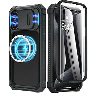 Caka iPhone 15 ProMaxP[X, XN[veN^[ & JJo[ & CX[dΉ t{fBϏՌ }OlbgیP[X, 15 Pro MaxΉ, ubNċx݃Z[