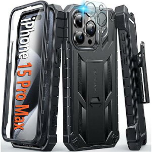 FNTCASE iPhone 15-Pro-Max(ACtH[tBteB[v}bNX) wr[f[eB[~^[O[h̑ϏՌیP[X - ubNċxXyV