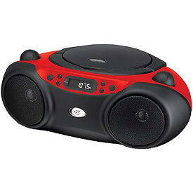 GPX, Inc. CD Boombox(ジーピーエックス　シーディーブームボックス)ポータブル トップローディング AM/FM ラジオ 3.5mm ラインイン MP3 対応 デバイス用 カラー: レッド/ブラッククリスマス セール