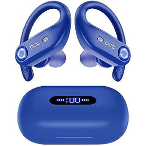 Wireless Earbuds Bluetooth Headphones 130H Playback 4-Mic HD Call IP7 Waterproof Ear Buds in Ear Sport LED Display Earphones with Earhooks (Blue)�ċx�X�y�V����