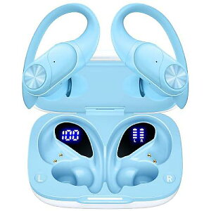 Bluetooth Headphones Wireless Earbuds 80hrs Playtime Wireless Charging Case Digital Display Sports Ear buds with Earhook Premium Deep Bass IPX7 Waterproof Over-Ear Earphones for TV Phone Laptop Blue�ċx�X�y�V����