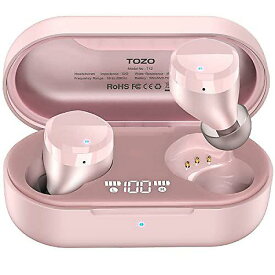 T12 Wireless Earbuds Bluetooth Headphones Premium Fidelity Sound Quality Wireless Charging Case Digital LED Intelligence Display IPX8 Waterproof Earphones Built-in Mic Headset for Sport Rose-Gold新生活応援