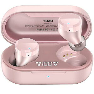 T12 Wireless Earbuds Bluetooth Headphones Premium Fidelity Sound Quality Wireless Charging Case Digital LED Intelligence Display IPX8 Waterproof Earphones Built-in Mic Headset for Sport Rose-Goldċx݃Z[