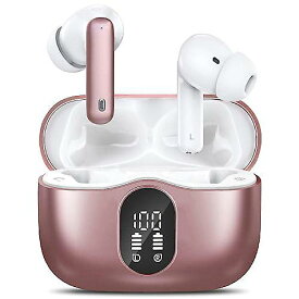 Wireless Earbuds Bluetooth Headphones LED Power Display Earphones ANC Ear Buds with Charging Case Bluetooth 5.3 Hi-Fi Stereo for iPhone/Android,Valentine's Day Birthday Gifts (Rose Gold)新生活応援