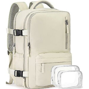 Women's Travel Laptop Backpack 40L Nylon Waterproof Carry-On Bag for Airplane, Gym Essentials, Beige夏休スペシャル