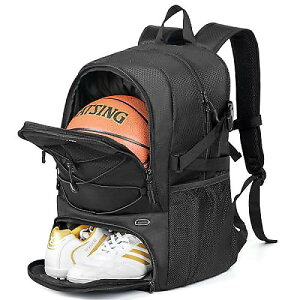 Basketball backpack with ball and shoes compartment - Large capacity sports training equipment bag for Volleyball, Soccer, Swimming, Gym, Travel, and School.�ċx�X�y�V����