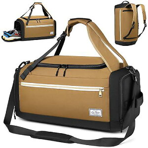 Men's Gym Bag with Shoe Compartment & Wet Pocket 4-Way Large Duffle Backpack Best for Gym/Travel(Father's Day) - Brown�ċx�X�y�V����