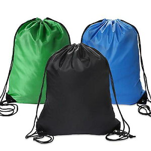 3Pcs Draw String Backpack Cinch Sack Black Gym Bag Sports Swimming Women MenċxXyV