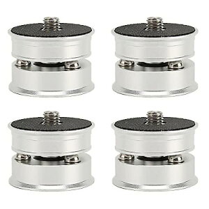 SP3924S 4個セット スピーカー隔離フィートパッド - アルミニウム合金隔離フィートパッド スチールボール付き HiFiターンテーブル、CD/DVDプレーヤー、アンプ用 - シルバーブラック夏休スペシャ