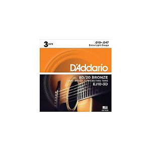 DADDARIO ( �_�_���I ) / EJ10-3D 3Pack 80/20 Bronze Wound Extra Light�ċx�݃Z�[��