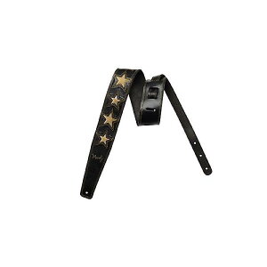 MOODY STRAPS ( [fB[Xgbv ) / 2.5inch 6 STAR LEATHER BACKED STRAP - BK/BK  6 GD STARSyזzċxXyV