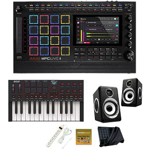 5大特典付 【相性抜群MPK mini IV(ブラック)+ハイパワースピーカーセット】AKAI(アカイ) / MPC Live III_MPK Mini IV Black_Black-silver1317020Op6_setブラックフライデー
