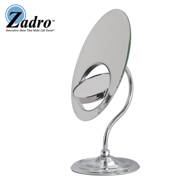 28cm [鏡面 《拡大鏡》 (クローム) OVL37 / Zadro(ザドロ) x - 卓上型テーブルミラー - 18cm]【等倍率／3倍率
