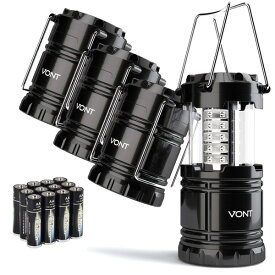 【4個セット】 Vont / 4 Pack LED Camping Lantern LED 折りたためる ランタン 防水仕様 電池式 電池付 直輸入品