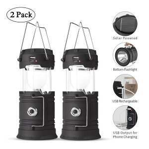 �y2�Z�b�g�z Solar Lantern Flashlights LED �܂肽���߂� �����^�� �\�[���[ USB �[�d�� �C�O���񂹕i