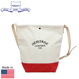 HERITAGE LEATHER ヘリテージレザー スエードボトム バケット ショルダーバッグ NATURAL/RED MADE IN USA アメリカ製 レッド 赤 メンズ レディース 男女兼用 トートバッグ かばん 送料無料 楽天 通販 【RCP】