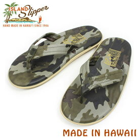 ISLAND SLIPPER アイランドスリッパ PT202C レザーサンダル OLIVE CAMO メンズ サンダル 春夏 迷彩 カモ ミリタリー ハンドメイド MADE IN HAWAII USA ハワイ製 ビーチ リゾート 送料無料 楽天 通販 【RCP】