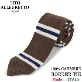 TITO ALLEGRETTO ティト アレグレット カシミヤ マルチボーダー ニットタイ BROWN/NAVY ブラウン ネイビー ホワイト メンズ イタリア製 MADE IN ITALY NAPOLI PITTI パーティ ギフト プレゼント 送料無料 楽天 通販 【RCP】