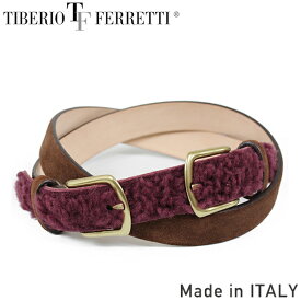 TIBERIO FERRETTI ティベリオ フェレッティ 9622 メンズ ムートン スエード レザーベルト BROWN/PURPLE ブラウン パープル 本革 男性用 プレゼント ギフト MADE IN ITALY イタリア製 送料無料 楽天 通販 【RCP】