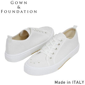 Gown&Foundation Garments × BLU-STAR キャンバス スニーカー WHITE メンズ テニス シューズ ホワイト ガムソール イタリア製 男性用 送料無料 楽天 通販 【RCP】