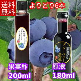 【6本よりどり送料無料】ブルーベリー原液(180ml)・ 無濾過ブルーベリー飲む果実酢(200ml) 農薬不使用 岩手県産 国産 無農薬 高濃度 ストレート ギフト お取り寄せ お取り寄せギフト プレゼント 濃厚 果実飲料　無濾過　静置発酵