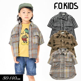 【選べる福袋対象】＜50％OFF＞2022夏【F.O.KIDS/エフオーキッズ】ワイド シャツ≪80cm 90cm 95cm 100cm 110cm 120cm 130cm 140cm≫子供服 キッズ 女の子 男の子 女児 男児 子ども 無地 アメカジ 羽織り 半袖 DAY1