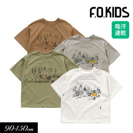 ＜40％OFF＞2023夏【F.O.KIDS/エフオーキッズ】JRD×ISOBREWINGコラボ　FAM CAMP Tee_吸汗速乾≪90cm 100cm 110cm 120cm 130cm 140cm 150cm≫子供服 キッズ 女の子 男の子 女児 男児 子ども Tシャツ 新作