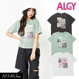 ＜早割10％OFF＞2024夏【ALGY/アルジー】テンシャプリント ビッグ Tシャツ≪130cm 140cm 150cm 160cm≫子供服 キッズ 女の子 女児 子ども ジュニア 通学 Tシャツ 半袖 小学生 中学生 ブラウス トップス 新作