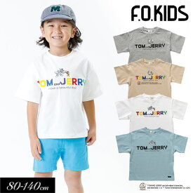 ＜早割10％OFF＞2024夏【F.O.KIDS/エフオーキッズ】トムとジェリーコラボ　ブロックロゴ Tシャツ≪80cm 90cm 95cm 100cm 110cm 120cm 130cm 140cm 150cm≫子供服 キッズ 女の子 男の子 女児 男児 ジュニア Tシャツ